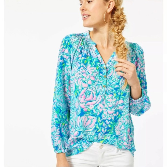Lilly Pulitzer Elsa Top In Full Bloom - Picture 2 of 8
